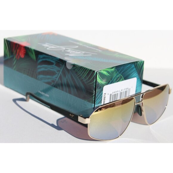 MAUI JIM Keawawa POLARIZED Sunglasses DGS620-16 Gold/Green Multicolor Mirror NEW - Picture 1 of 14